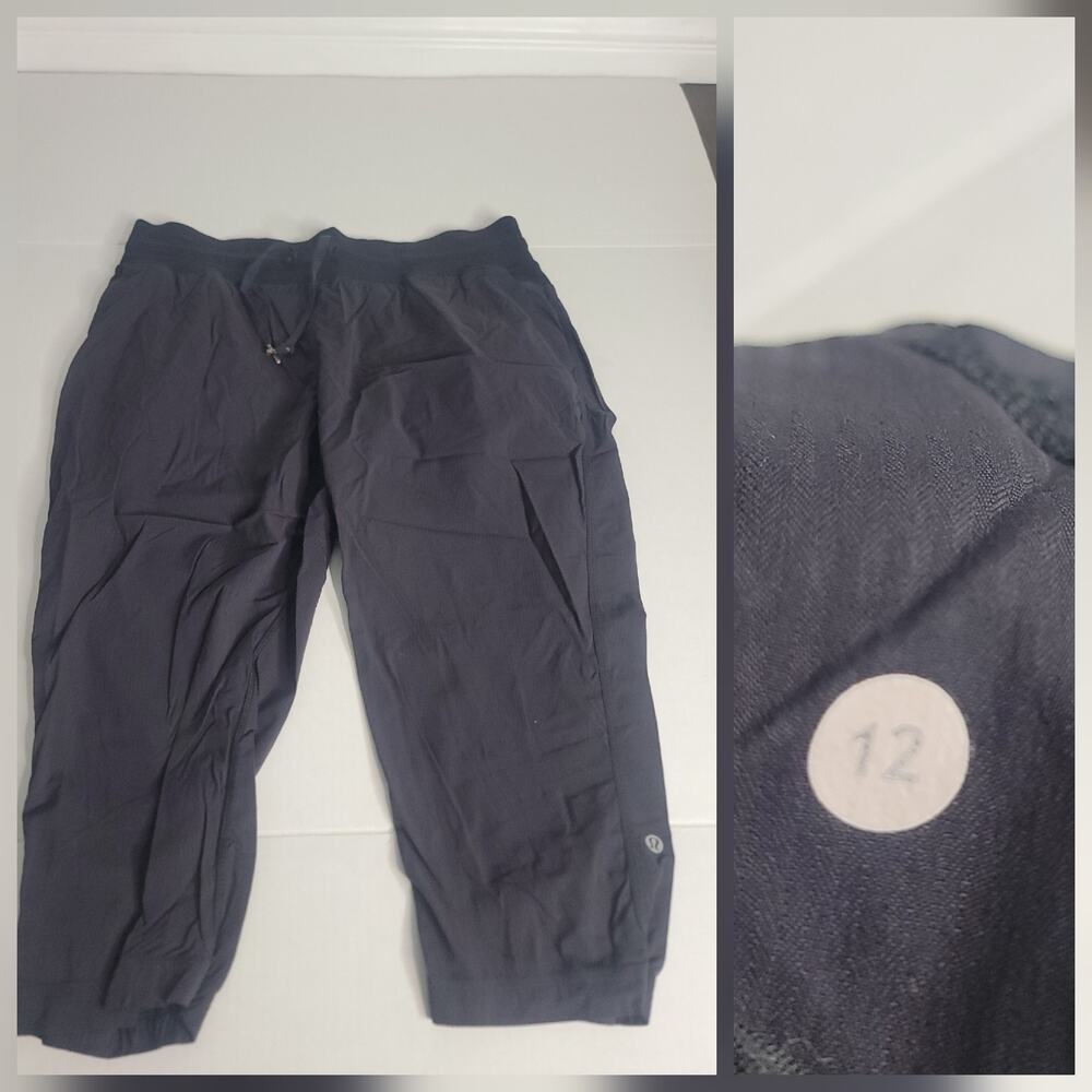Lululemon Pants Womens Sz 12 Black Studio Crop 19" Drawstring Athletic